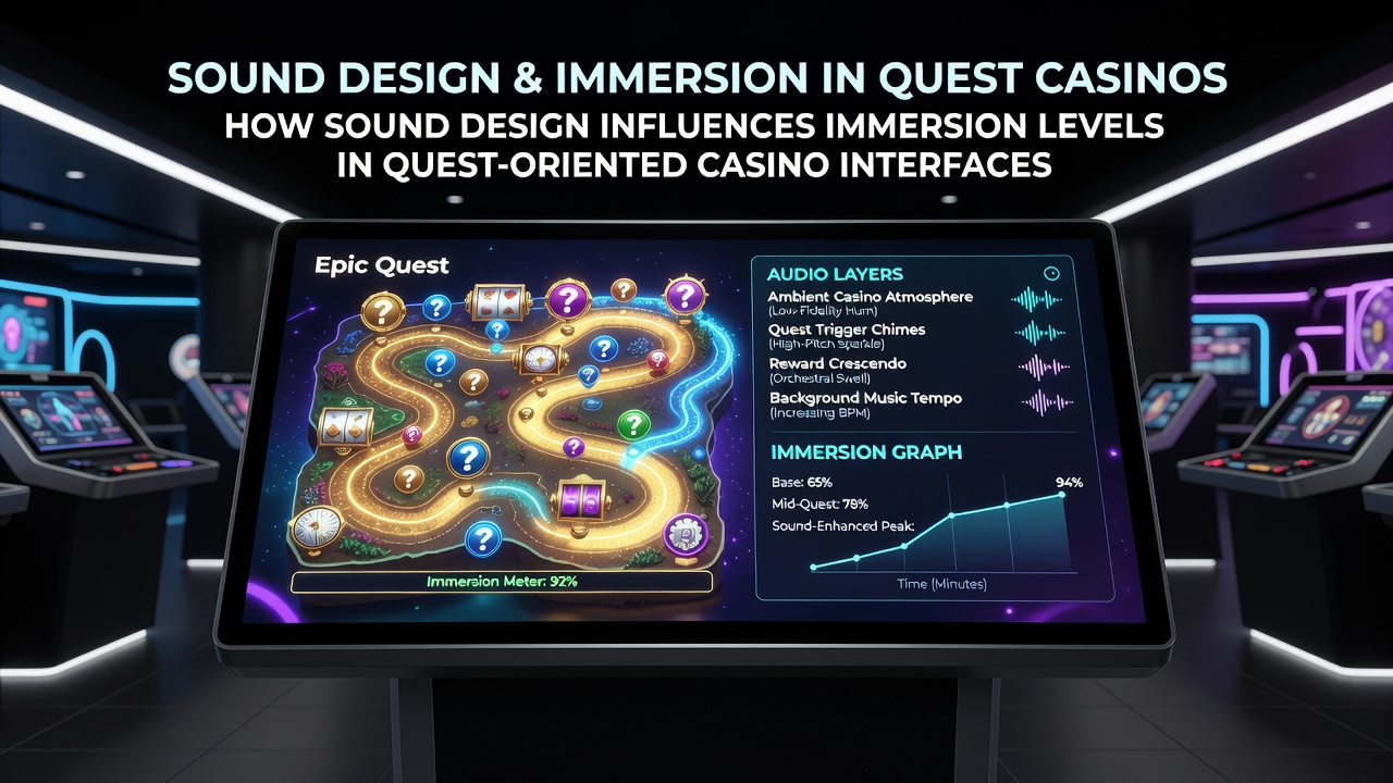 Detailed view of a mobile quest casino screen showing audio controls and immersive sound layers in action