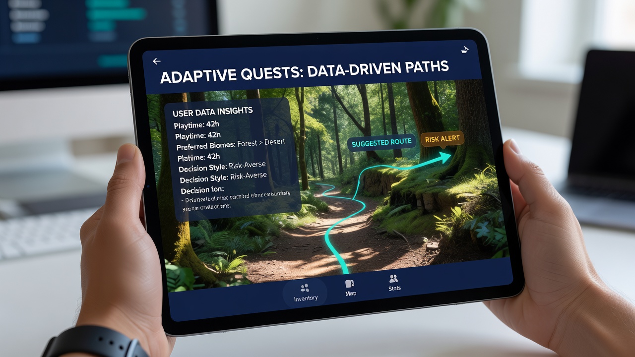 Analytics dashboard showing user interaction patterns in mobile adventure gaming interfaces